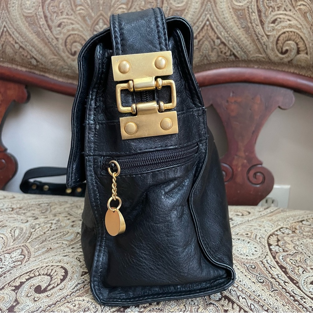 Donna Karan Black Crossbody Bag with Gold Accents - Picture 3 of 11